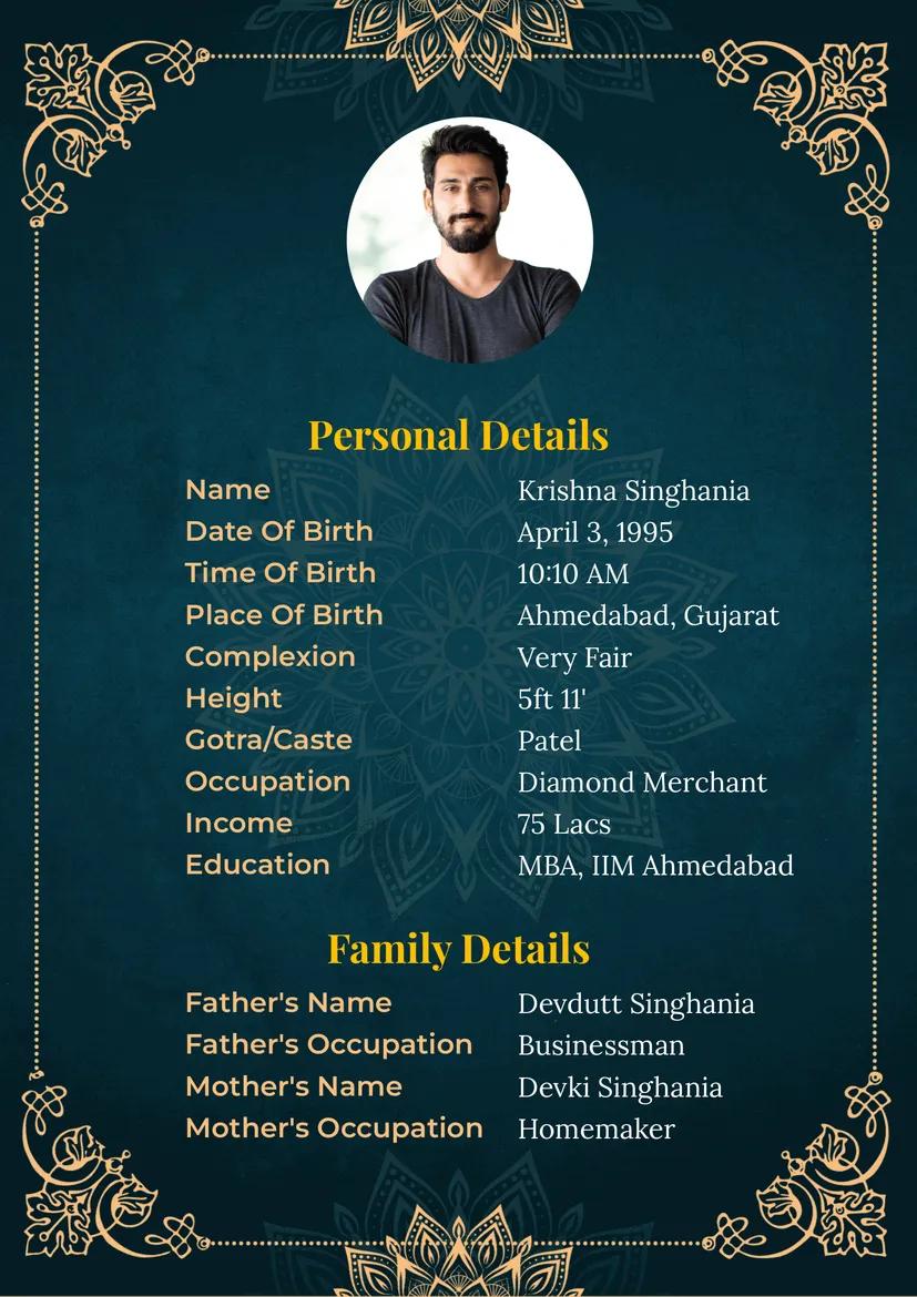 marital bio data creator